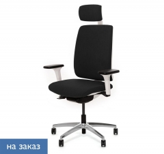 Кресло с подголовником DION W 870 1DW alum SLW 50 headrest Черный Белый Хром